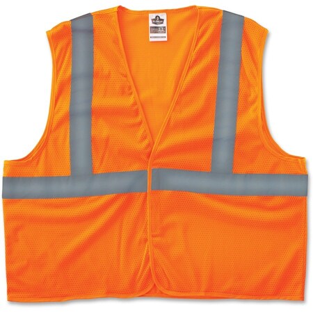 Glowear Safety Vest, Class 2, Hi-Vis, Reflective Tape, Mesh, S/M, OE EGO20963